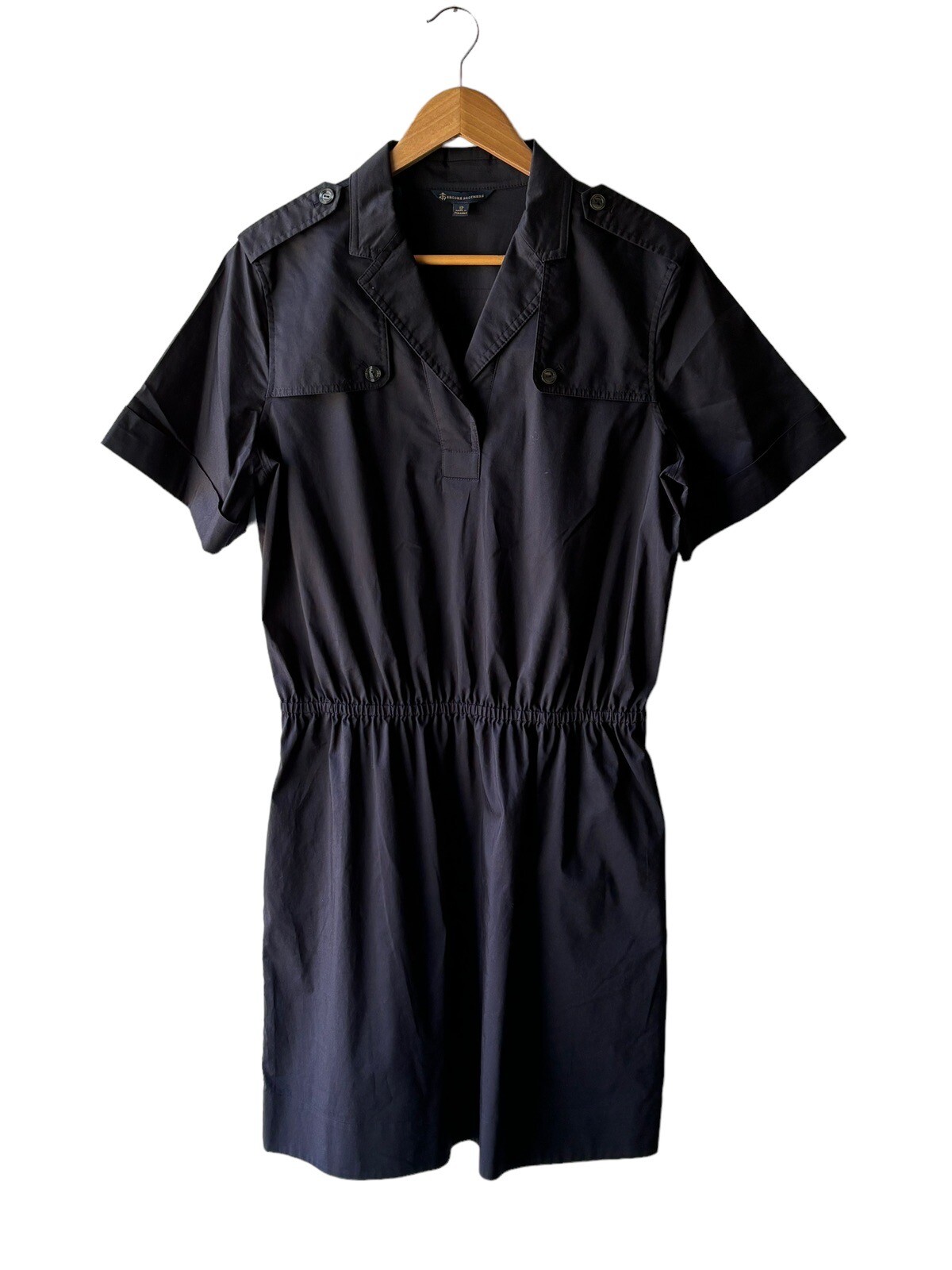 Brooks Brothers Size 12 Blue Lightweight Cotton Stretch Waist Shirt Dress
