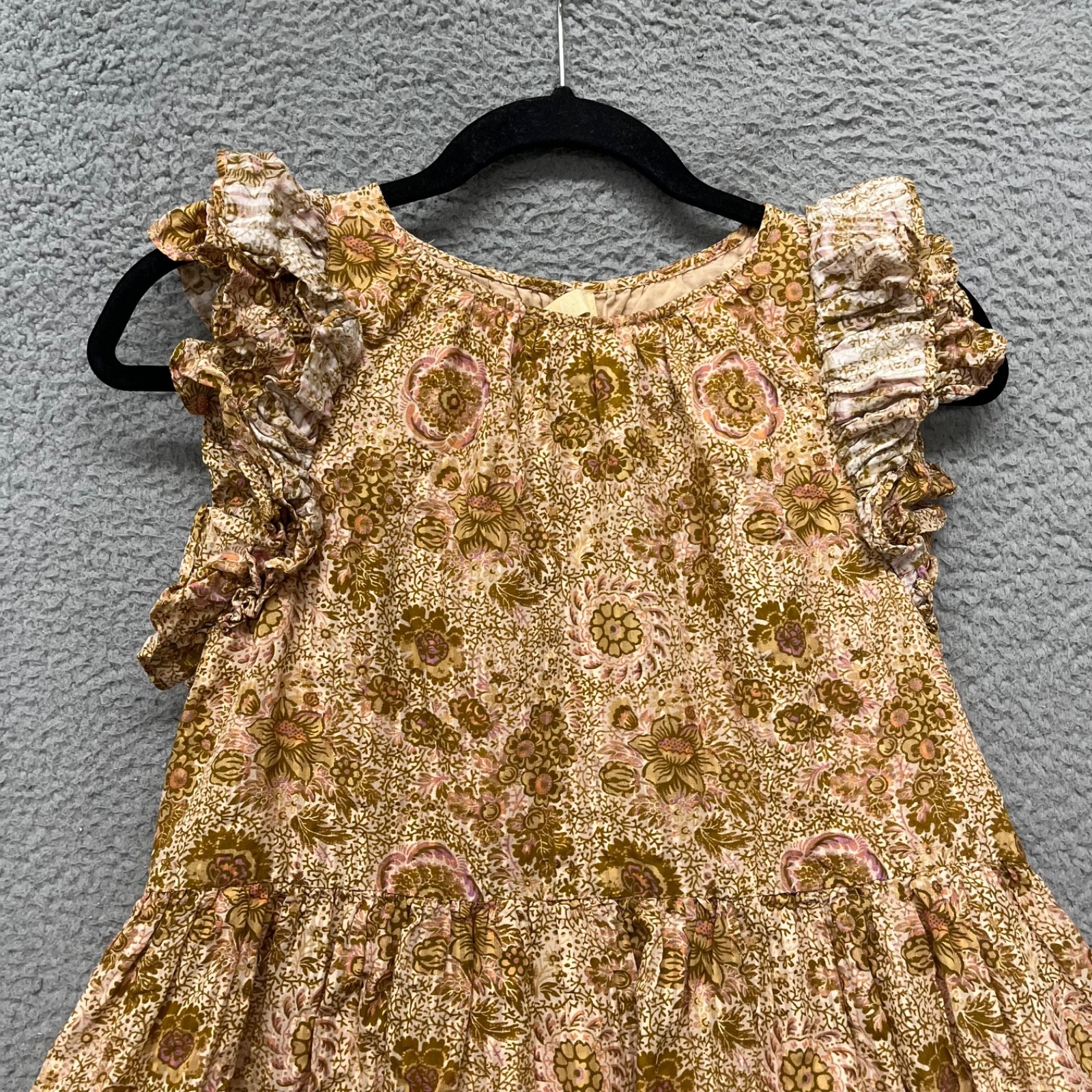 Ulla Johnson Dress Womens 2 Floral Adele Flutter Sleeve Layered Pockets