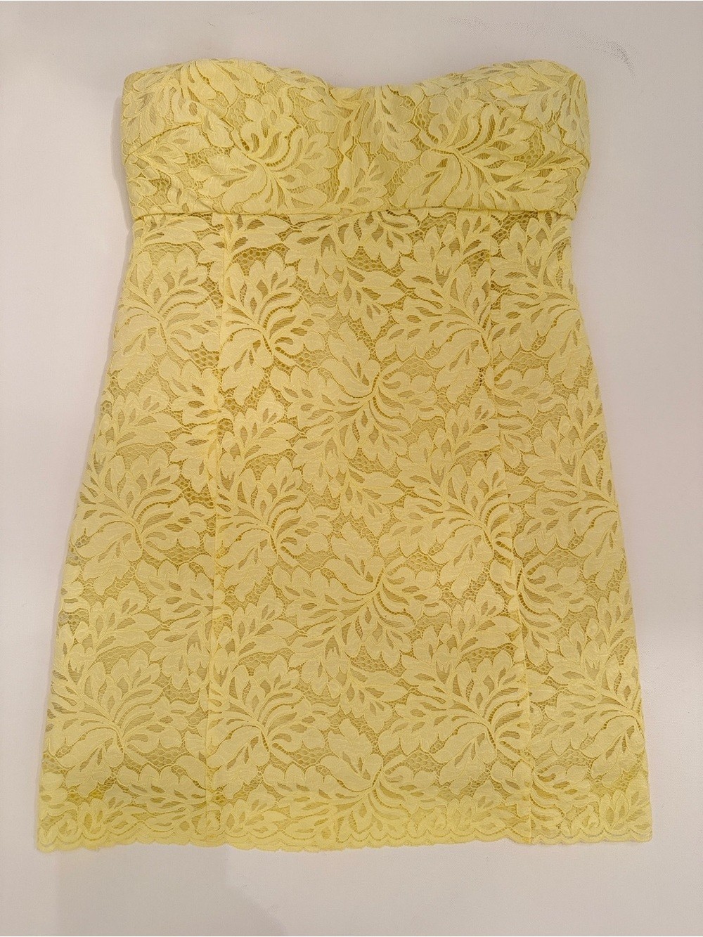 MNG Mango Yellow Lace Strapless Mini Dress NWT Size Medium