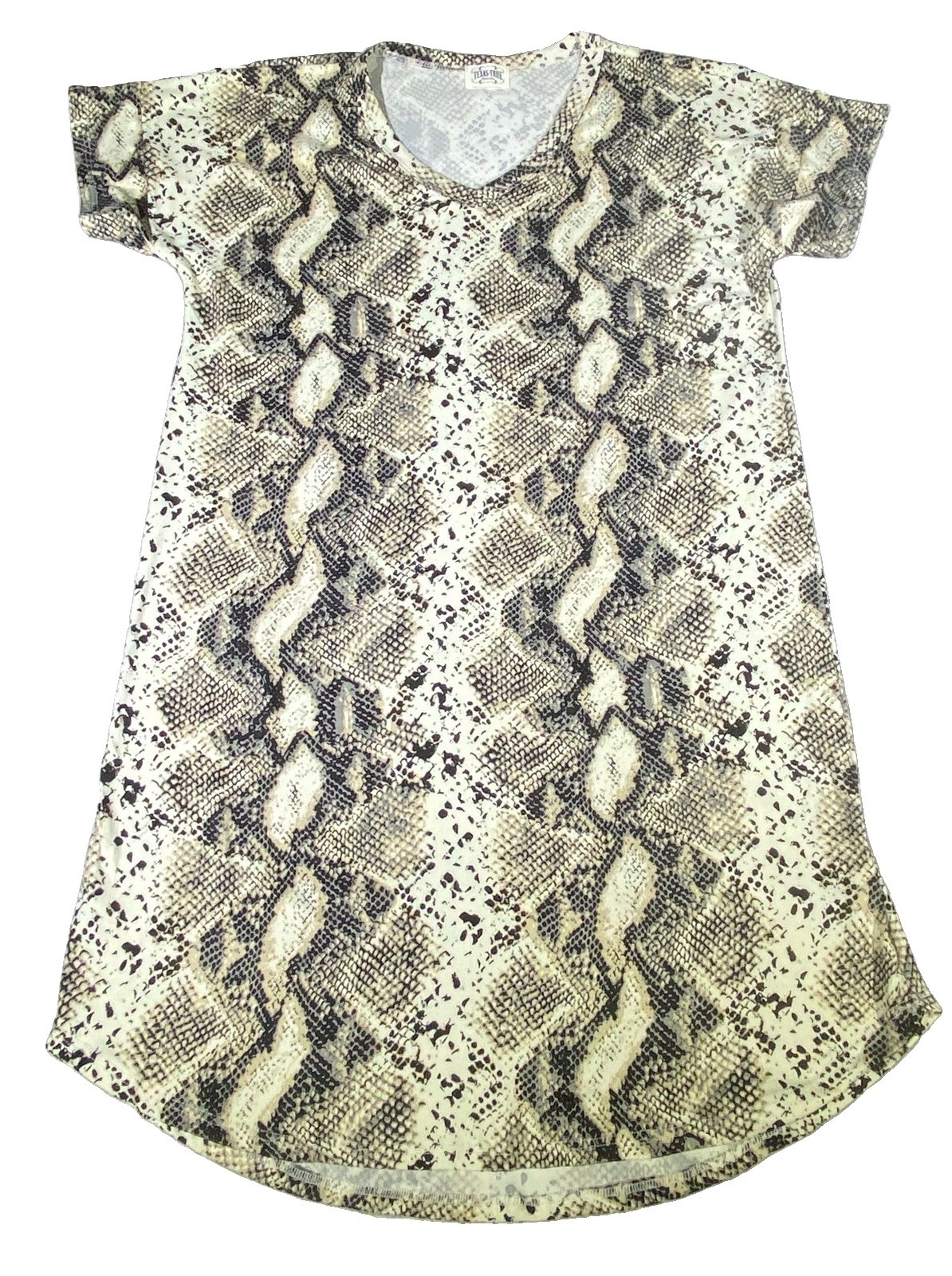 Texas True Threads Snake Print Dress Size Small Short Sleeve V-Neck Western