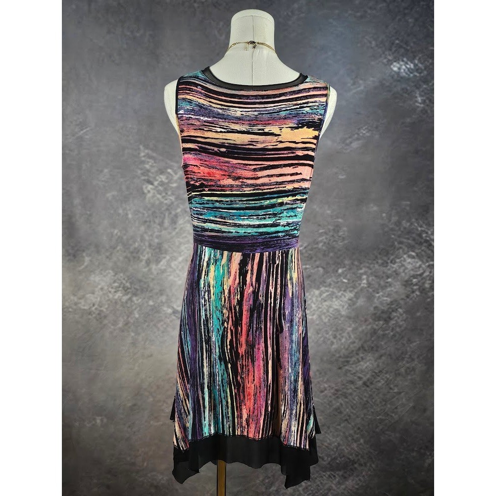 Cable & Gauge Sleeveless Dress M Abstract Handkerchief Hem Mesh boho festival
