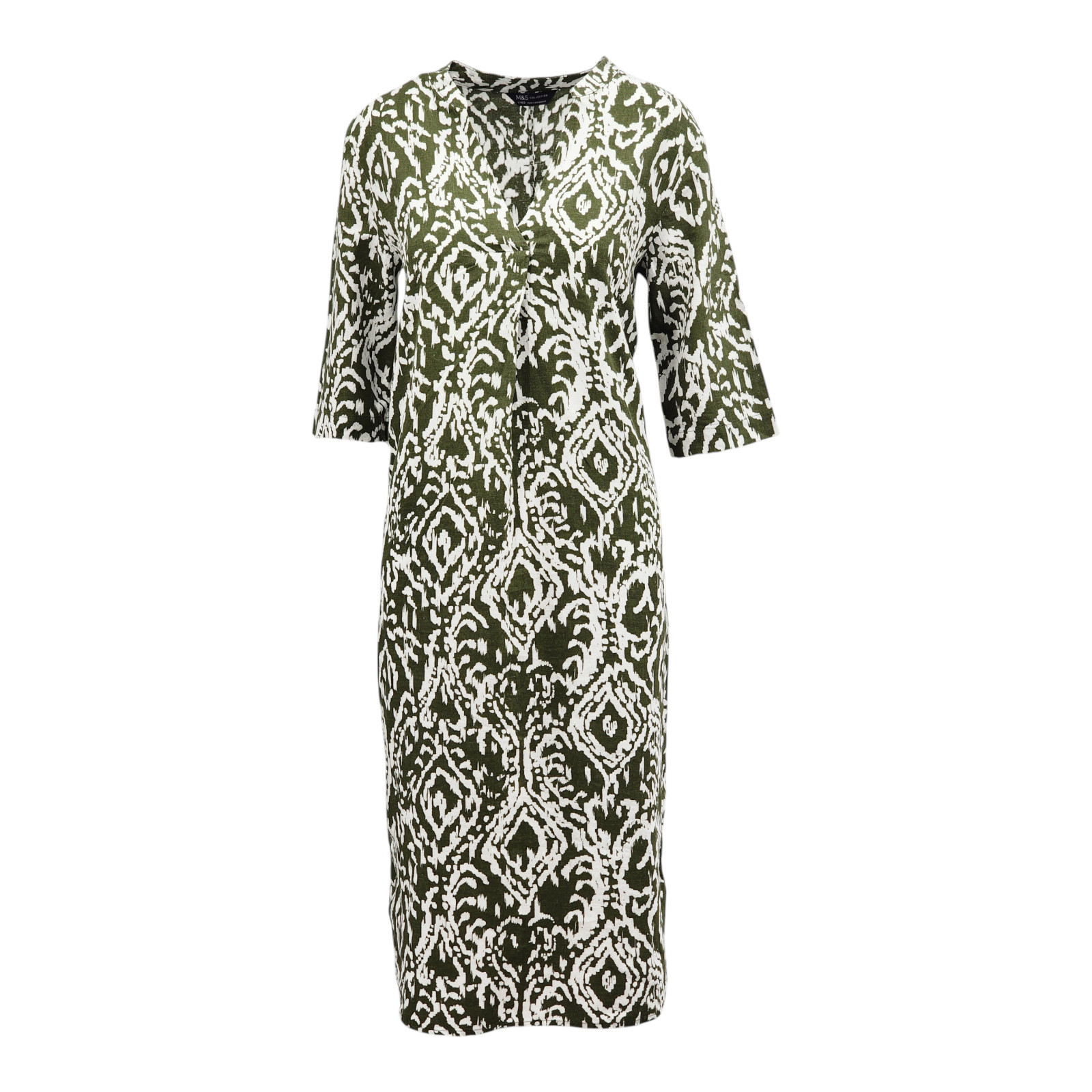 M&S Collection Linen Rich Printed V-Neck Tunic