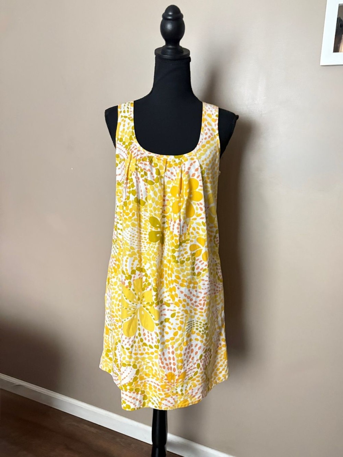J.Crew Fiji floral Zoey yellow summer shift dress cotton resort vacation 8 EUC