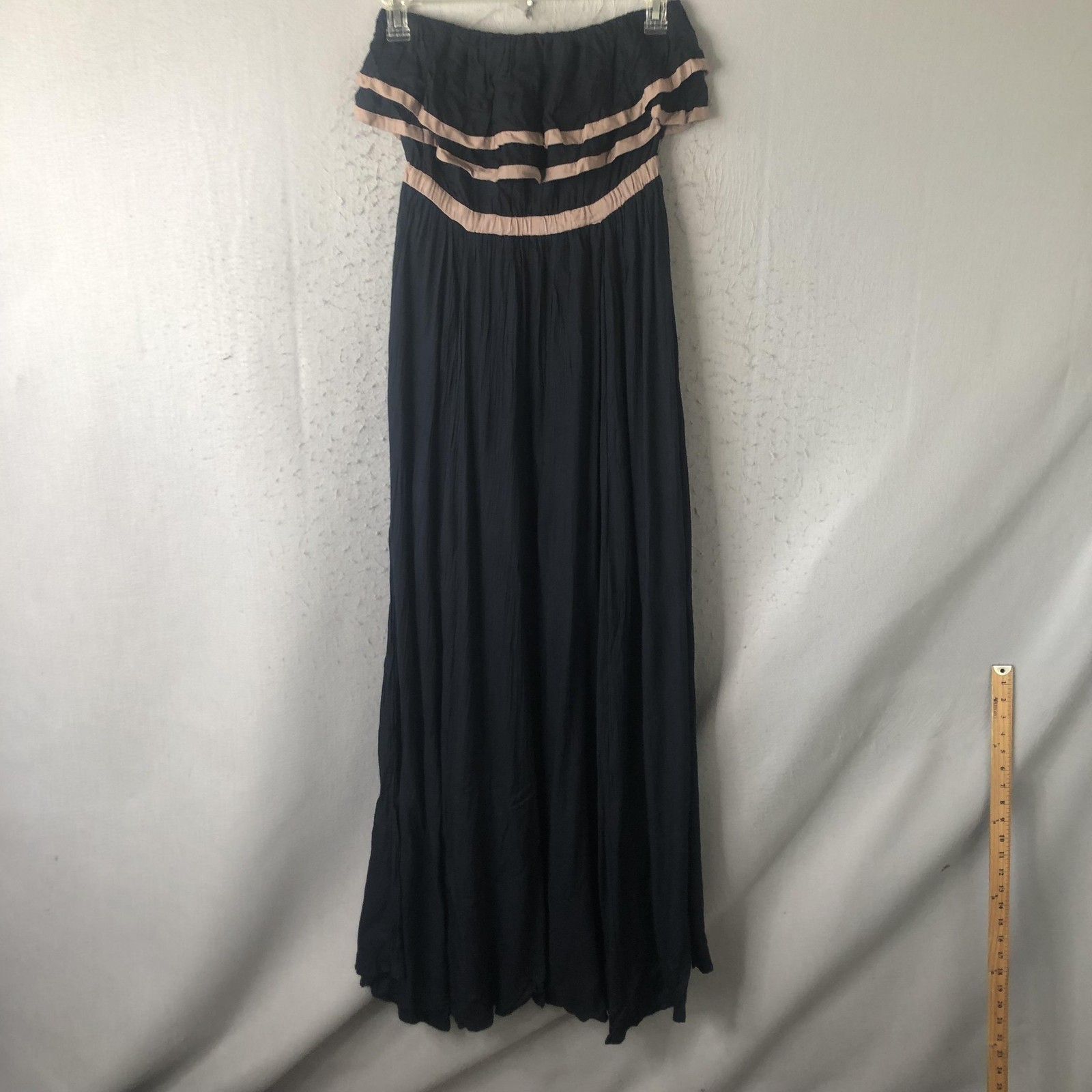 Southern Frock Dress Womens S Blue Off Shoulder Ruffle Maxi Sundress Striped