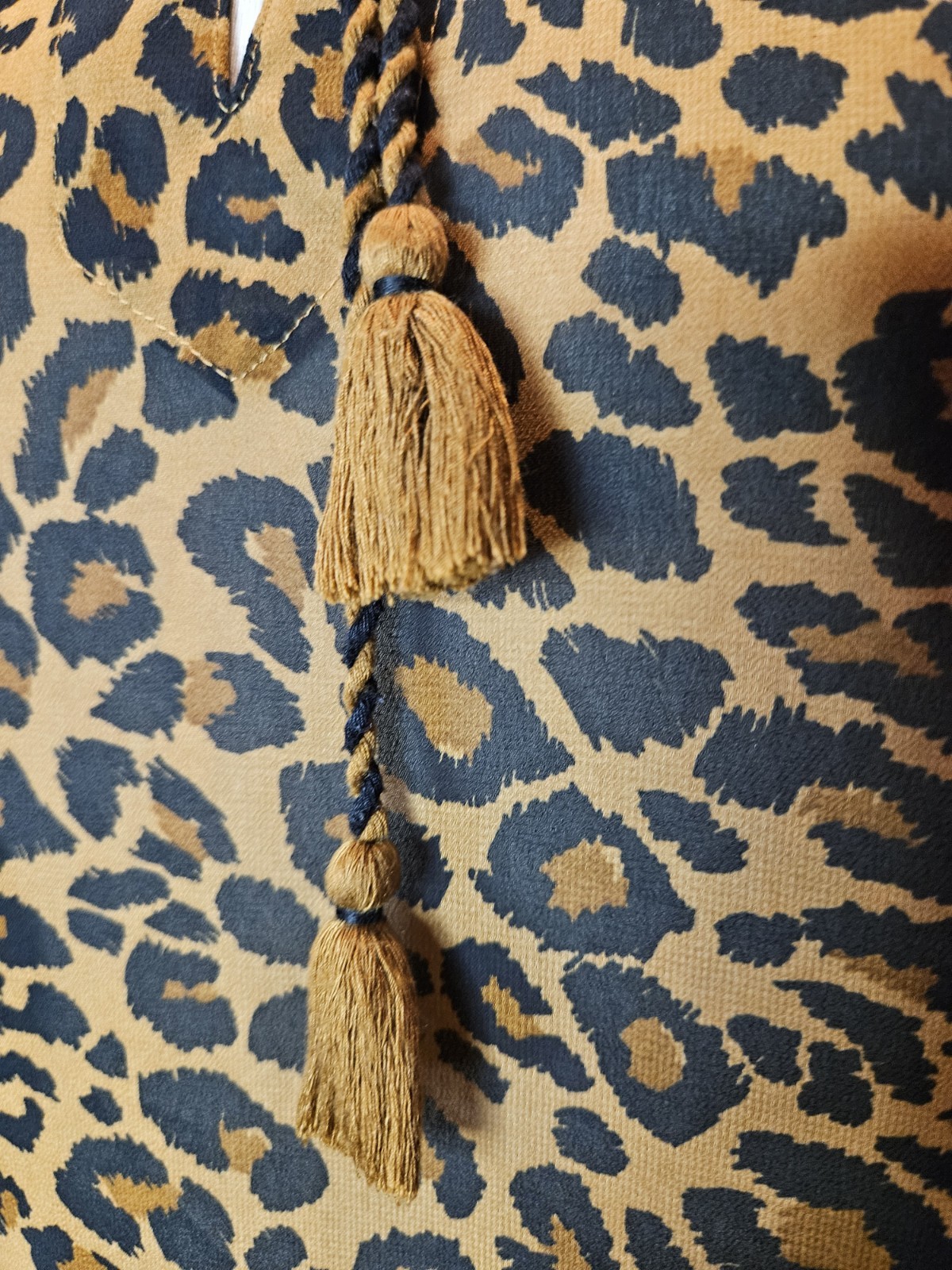 Time and Tru Dress L Silky Leopard Print Boho Hippie Peasant Babydoll Sundress