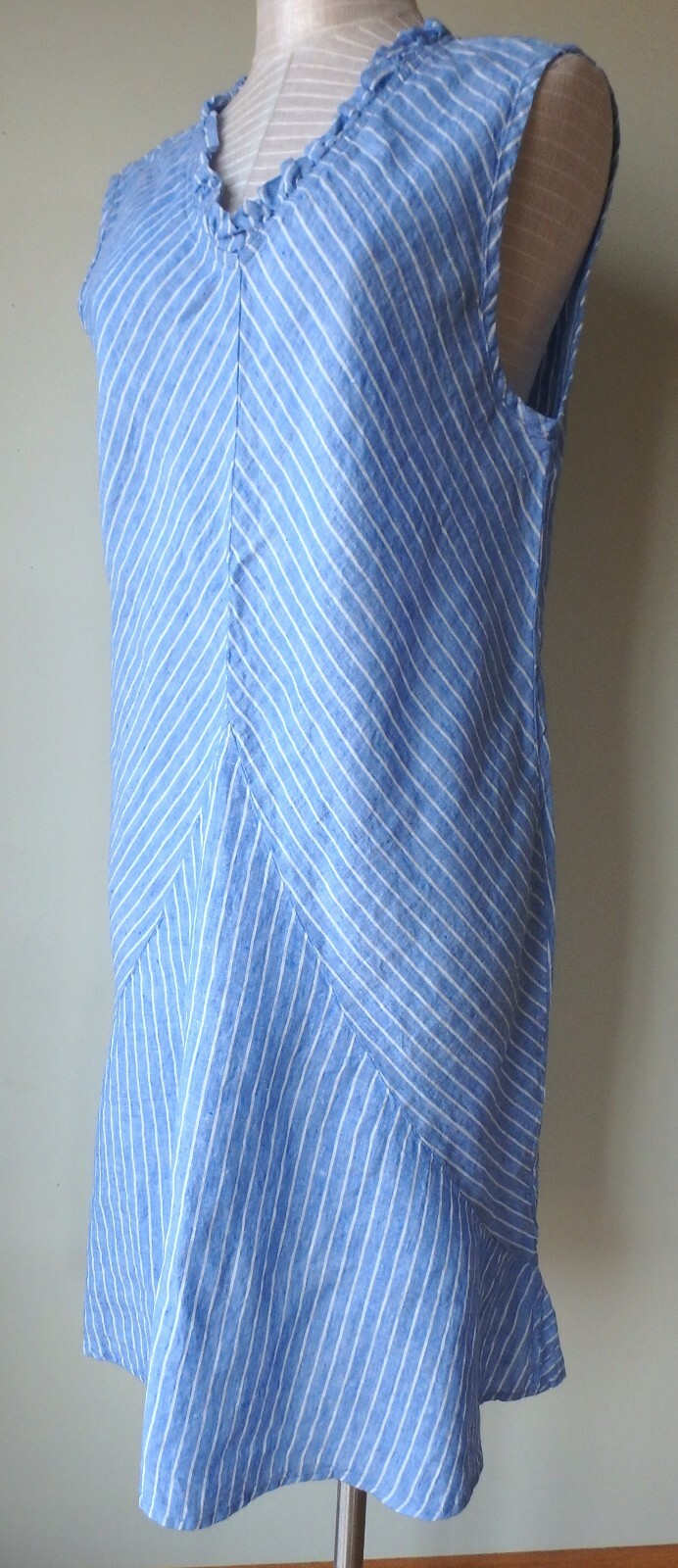 FLAX Designs Linen Dress M & L NWT Special Dress PERIWINKLE STRIPE