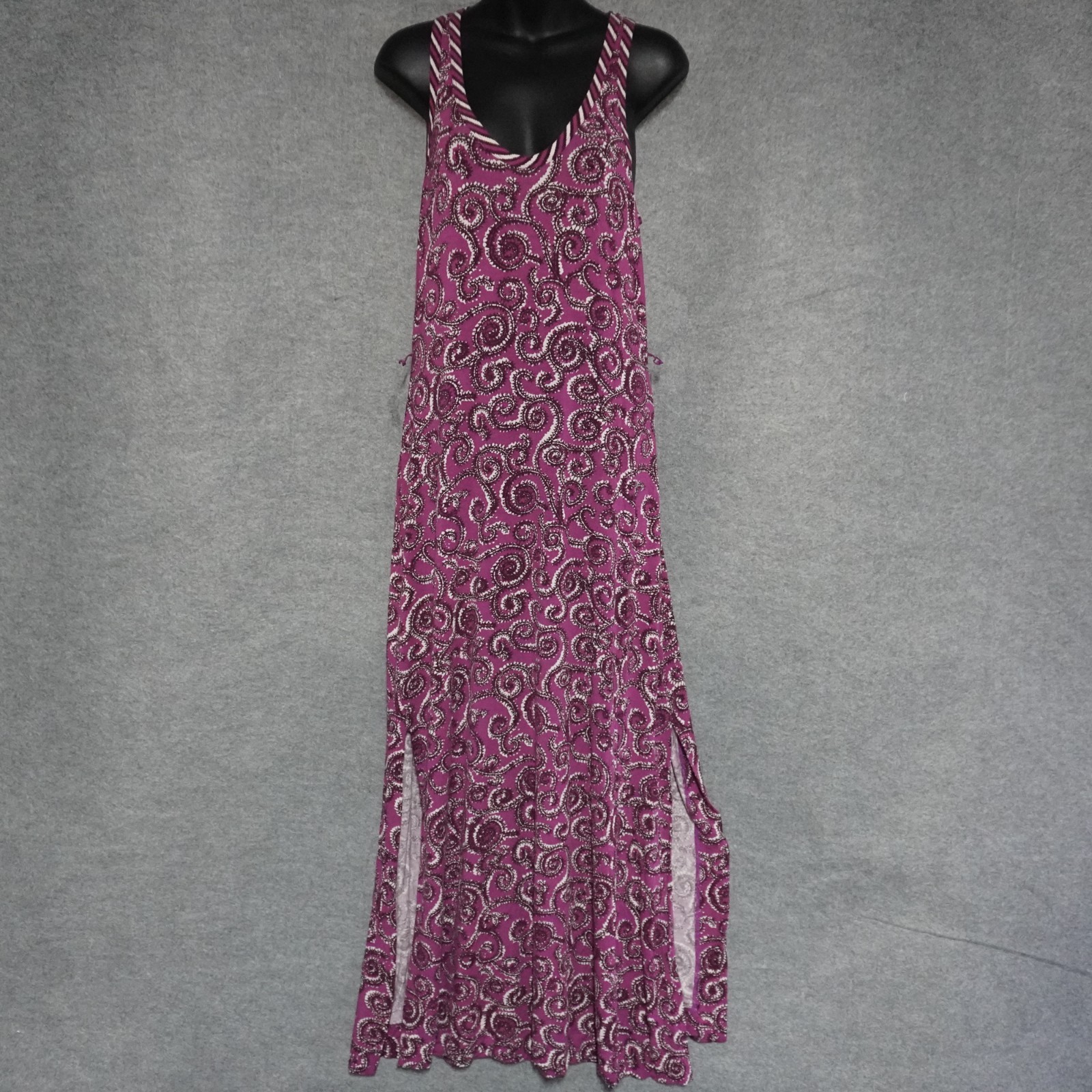 Tory Burch Purple Paisley Jersey Maxi Dress S Boho Resort Geometric Racerback S