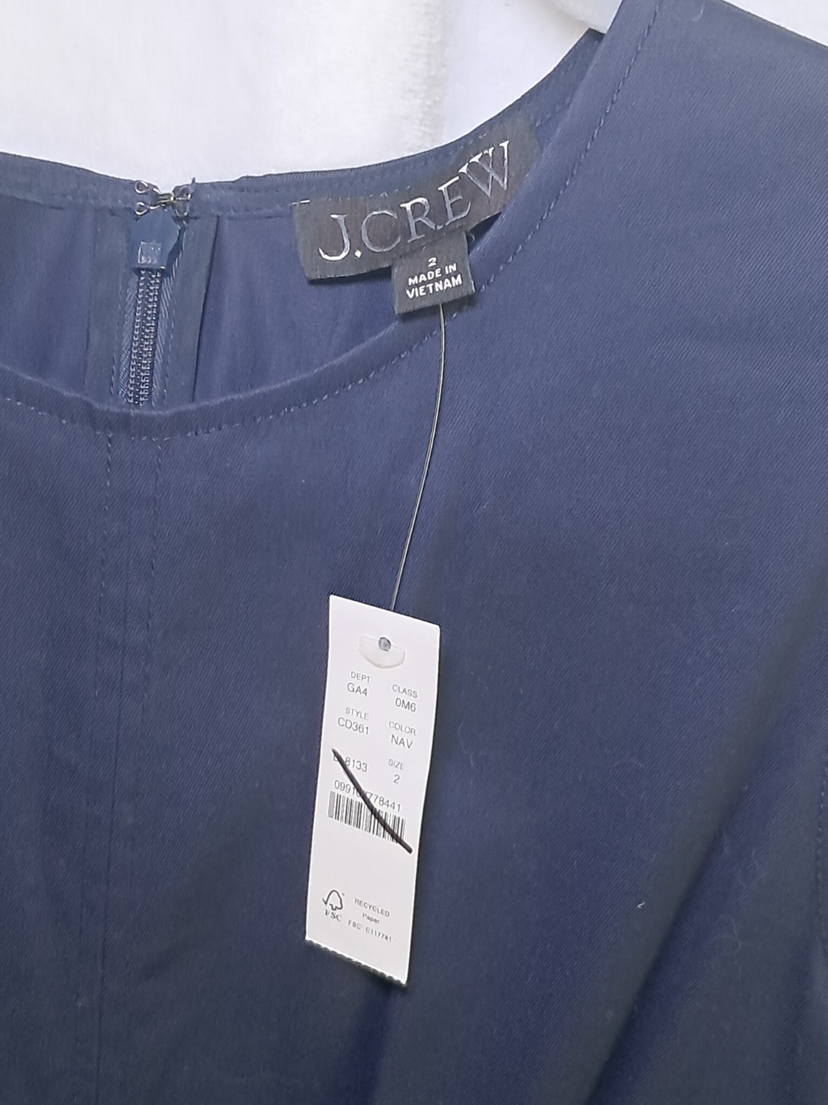 NWT J. Crew 2 Pintuck Midi Dress In Stretch Twill Navy Blue Sleeveless CD361