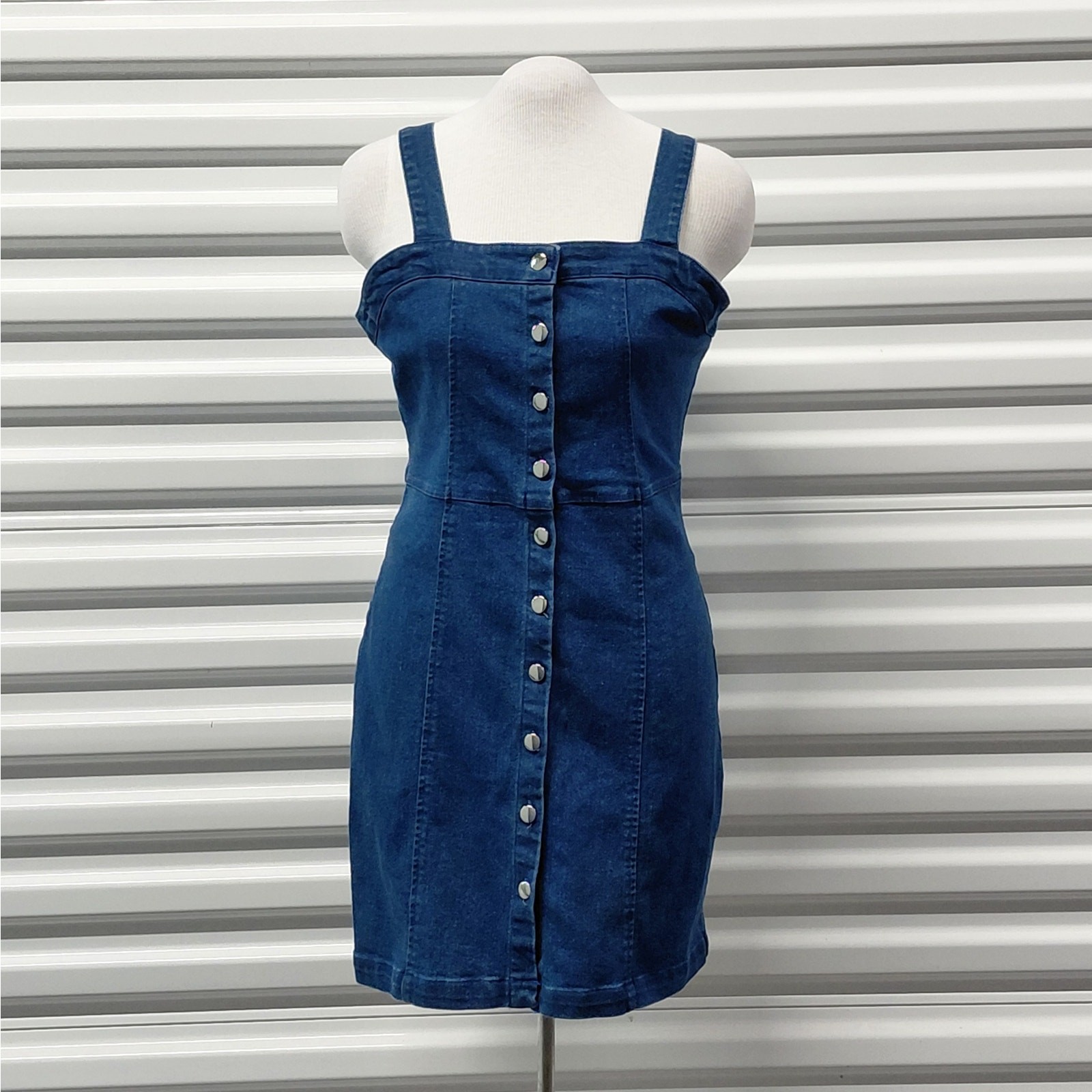 J for Justify Juniors Denim Dress Size Small Blue Y2K Festival Weekend Coastal