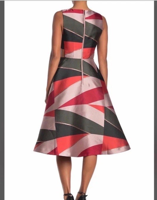 NEW $439 Ted Baker Sahara Cut Out Color Block Panels Skater Cocktail Dress 2 6