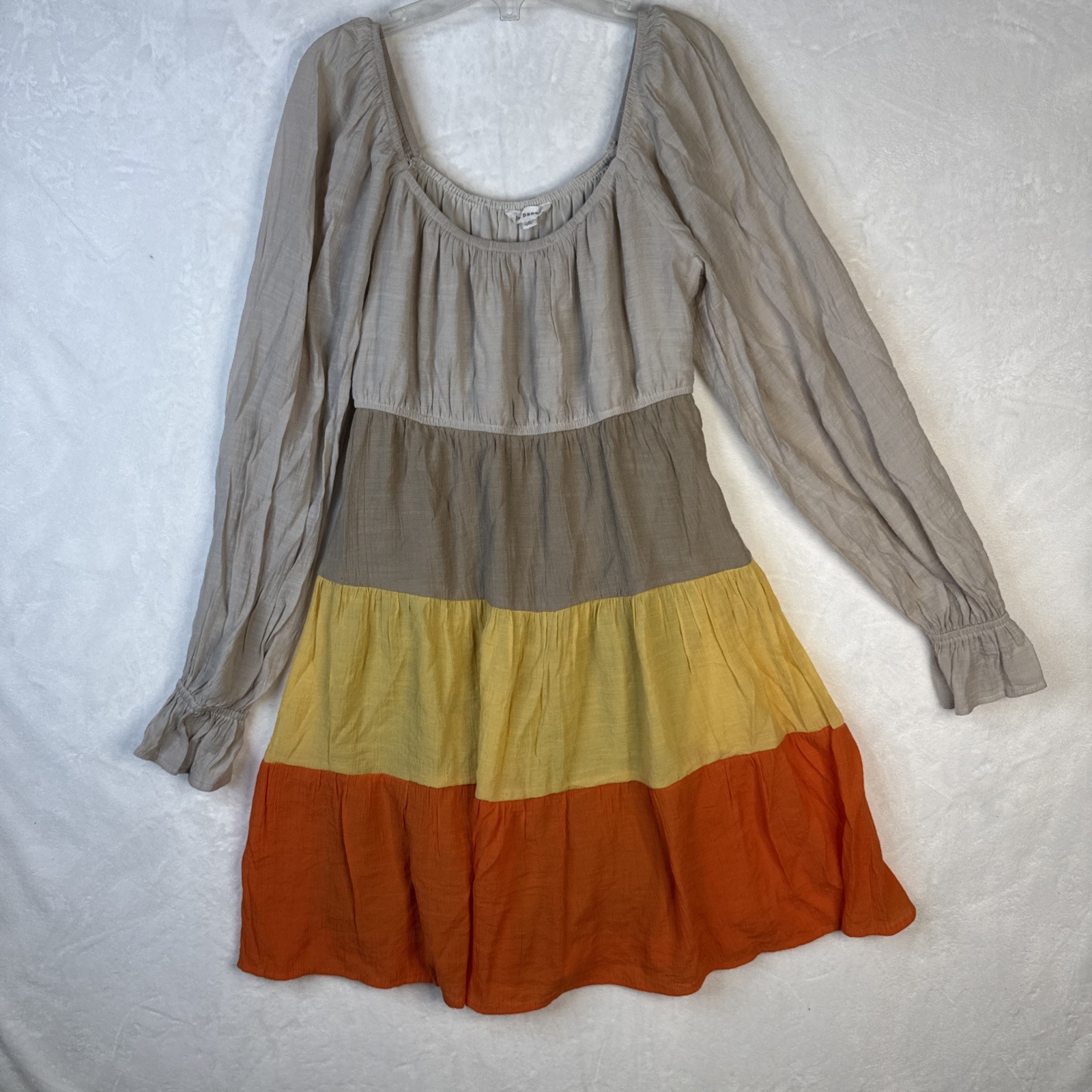 Perch by Blu Pepper Tiered Long Sleeve Boho Women Dress Festival Peasant Small