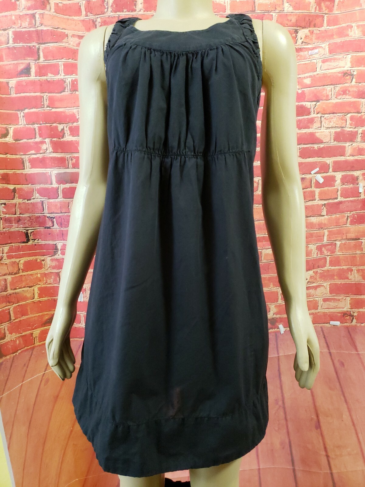 0039 Italy Lindsay Women’s XL/48 Shirt Dress Sleeveless washed Black Cotton
