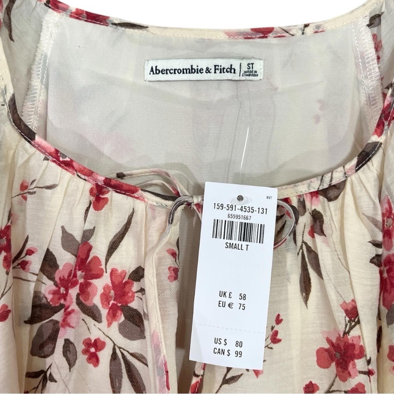 NWT Abercrombie & Fitch Floaty Trapeze Mini Dress in Cream Floral Size ST