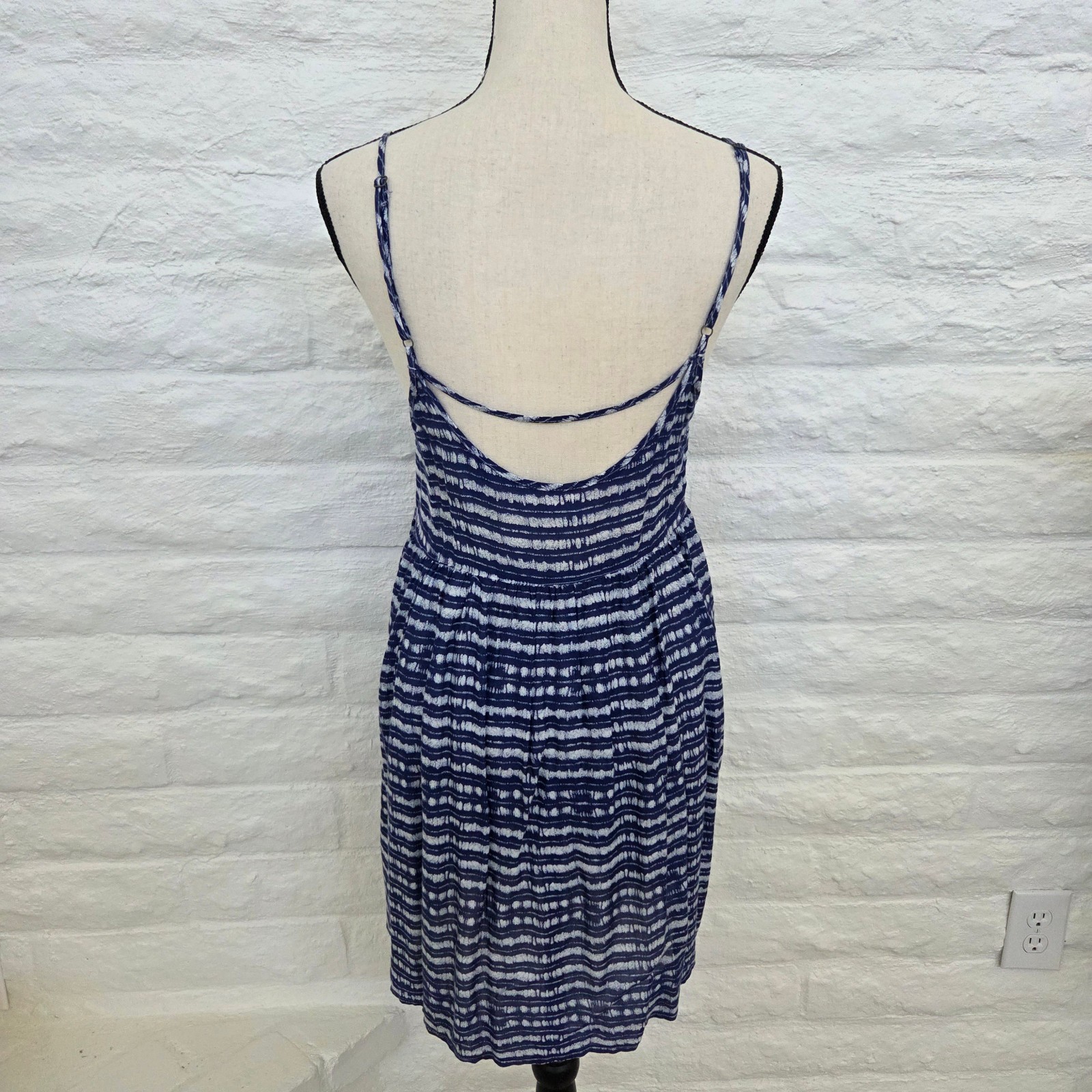 ROXY Dress Juniors Medium Blue White Sundress Cover Up Mini Summer Short