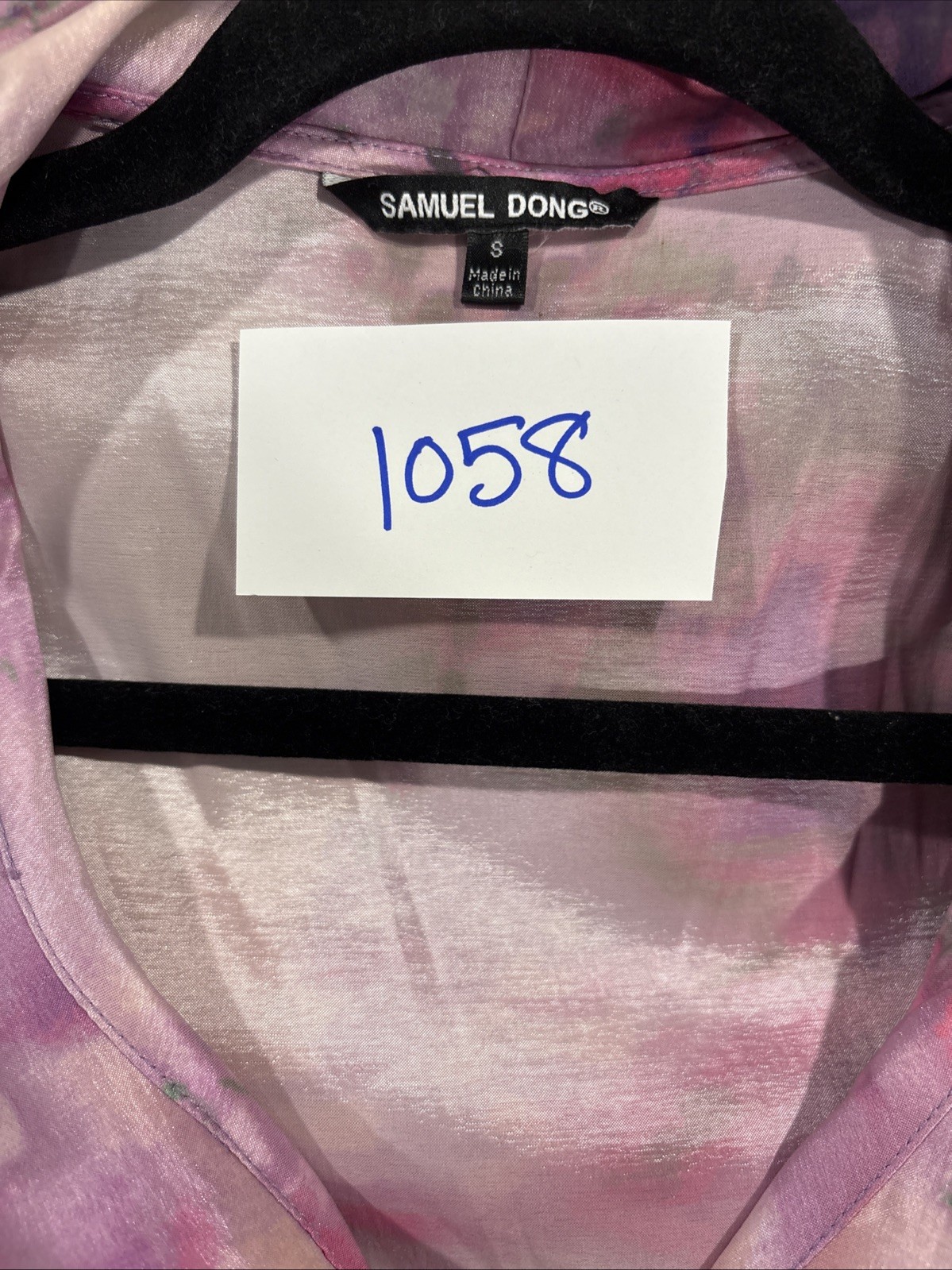 Samuel Dong ZIPPER Ruffle Dress Size Small Pink Floral Watercolor