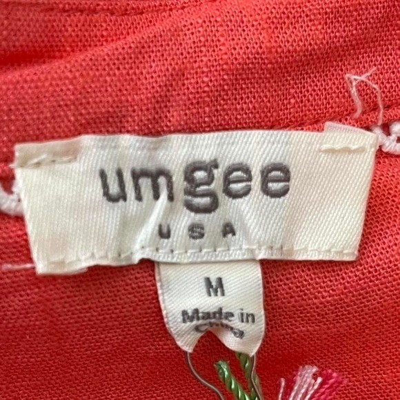 Umgee USA Medium Coral bubble linen dress NWT