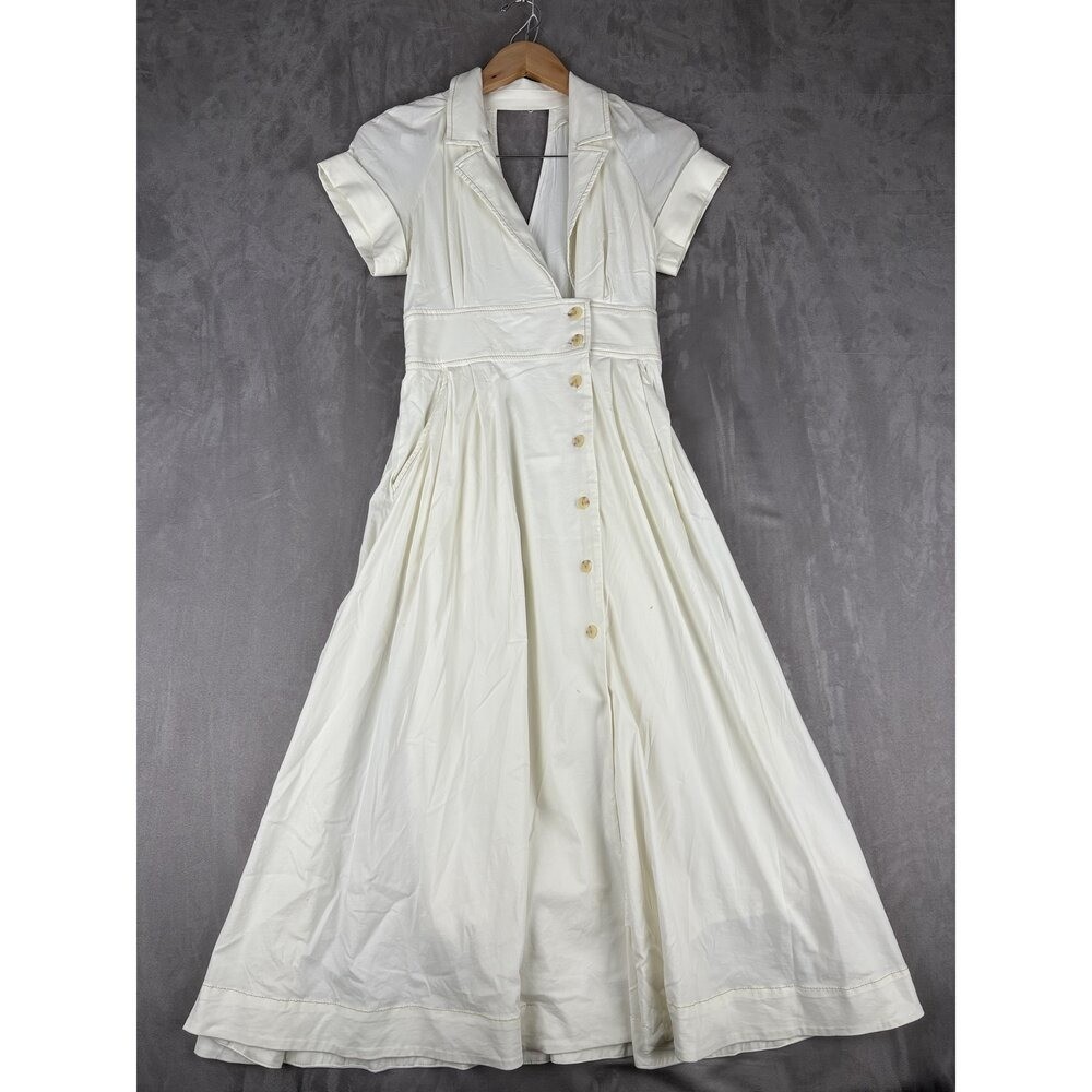 Maeve White Button-Front Maxi Shirt Dress Size 0