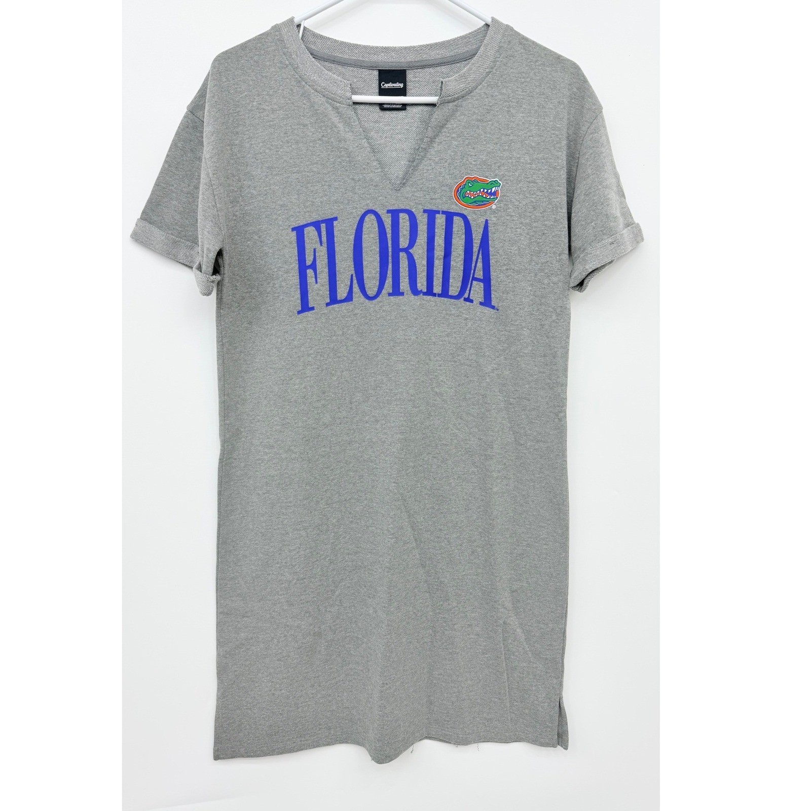 Captivating Florida Gators Sweatshirt T-Shirt Dress Collegiate Womens M Gray