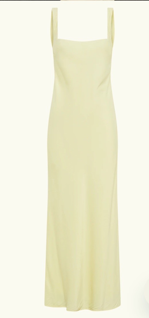 MESHKI Butter Yellow Satin Low-Cut Back Sleeveless Maxi Dress Size XS NWT