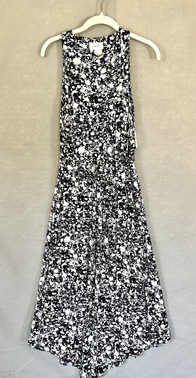 SOMA Weekend Soft Jersey Midi dress, Bra support, tie waist, Blue/white, XS NWT