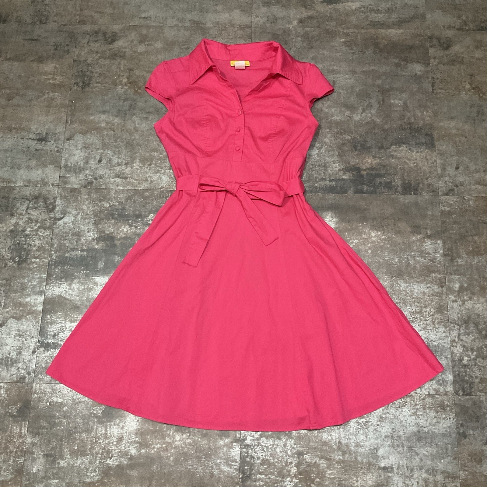 ModCloth Pink Soda Fountain Dress, Tropical Wear Swing Shirt Dress, Sz M