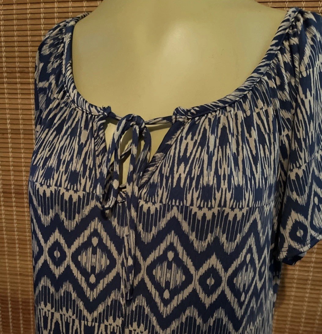 NY Invasion Multicolor Pullover Silky Stretch Sz Large Slip On Summer Dress