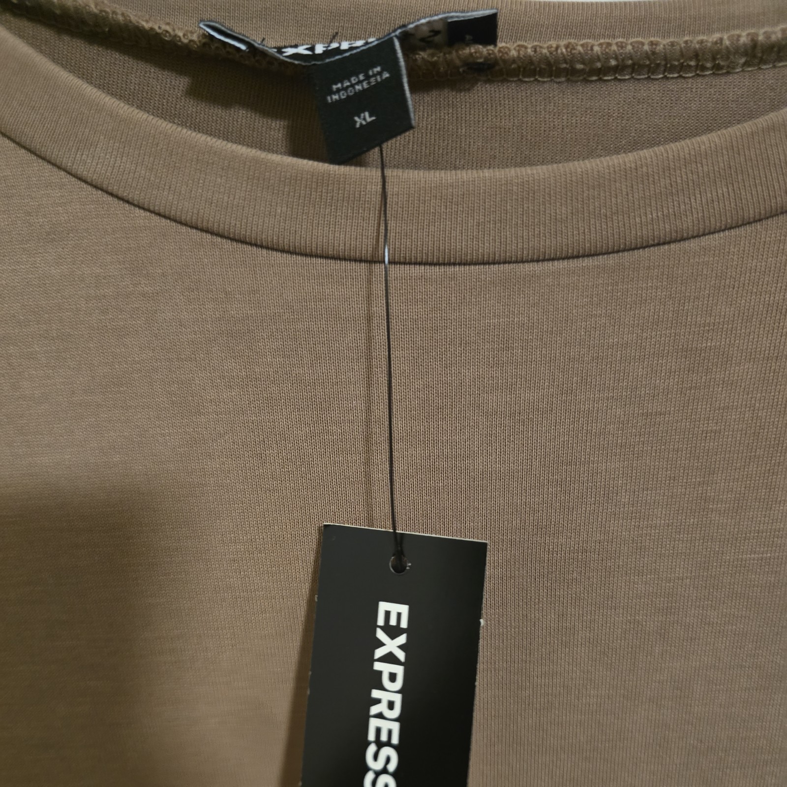 Express Dress Women’s XL Ruched Side Taupe Casual Capsule Modal Every Day