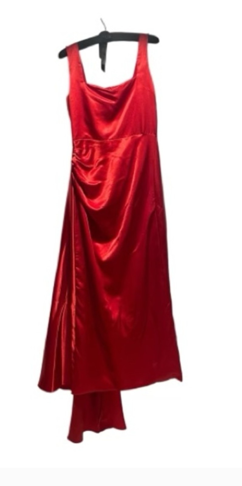 YAURA Drape Train Satin Mini Dress – Pillarbox Red – Size 20 – BNWT
