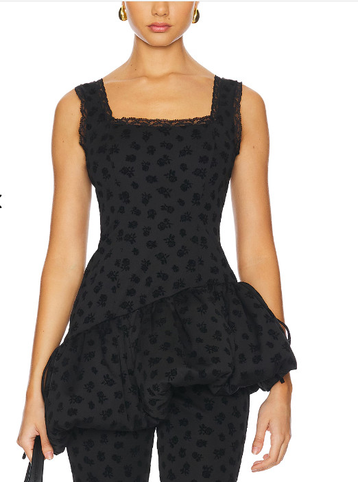 Free People For Love & Lemons Claira Asymmetric Black Mini Dress Top Size M NEW