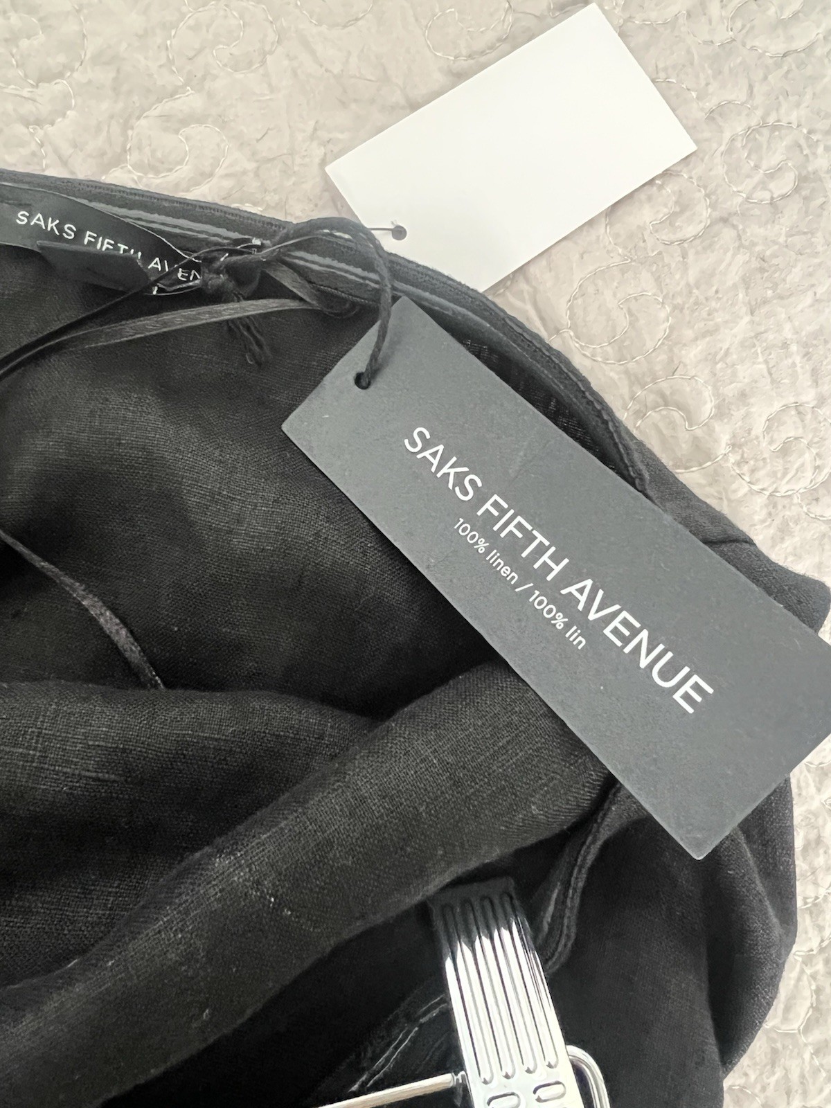 Black Strapless Linen Dress Size Small New with Tags Saks Fifth Avenue