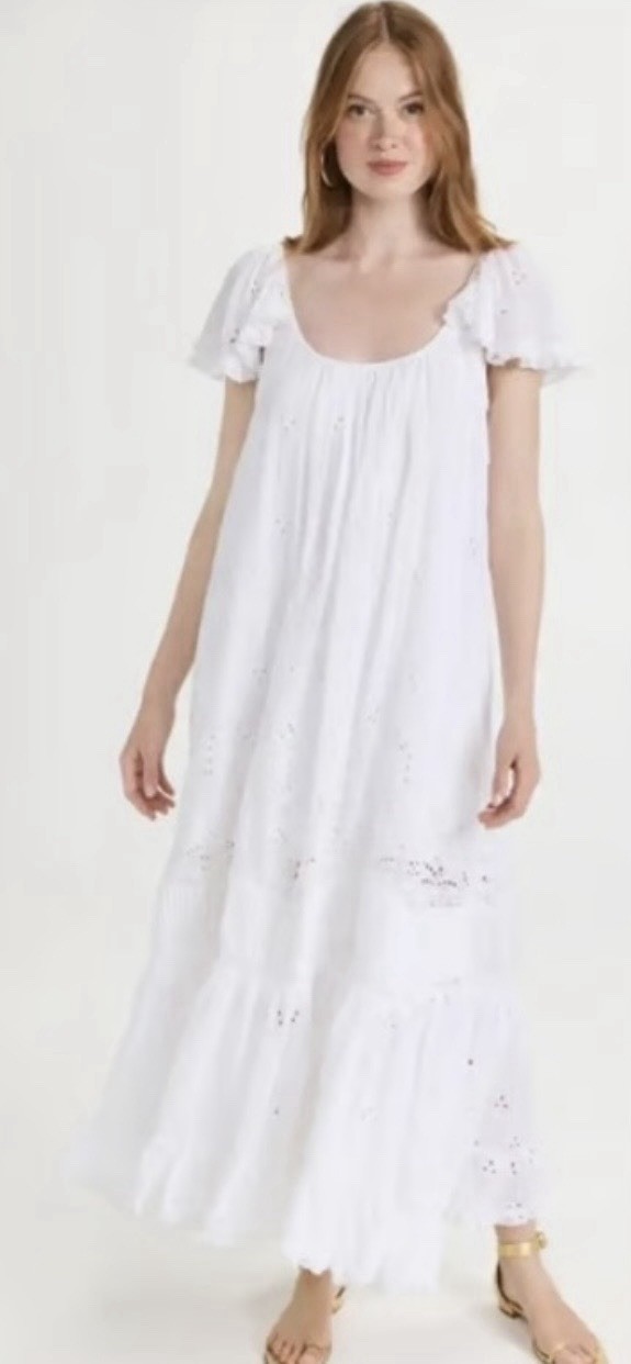 ByTIMO Broderie Anglaise White Cotton /viscose Maxi Dress Ladies SZ S 8 – 10