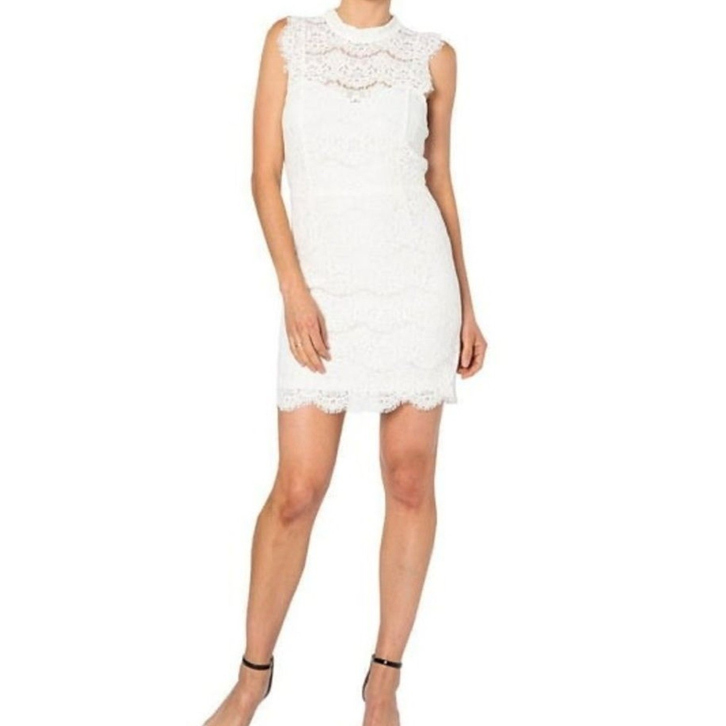 Love Fire Lace Mini Dress Womens S Open Back High Neck Bodycon Fitted Cocktail