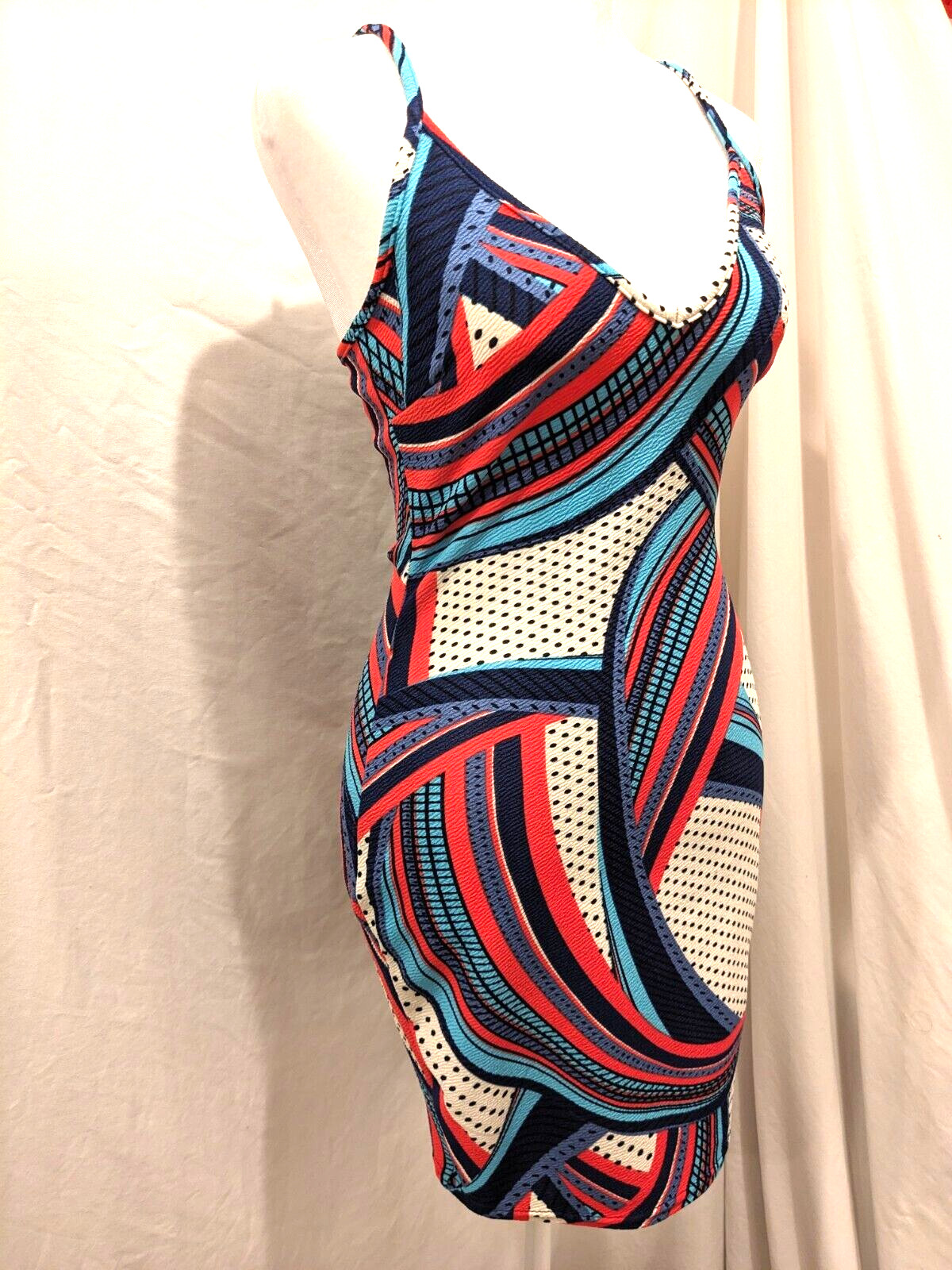 Boohoo Womens Cami/Sheath Shapely and Strapy Abstract Colorful Dress Sz: 4 Artsy