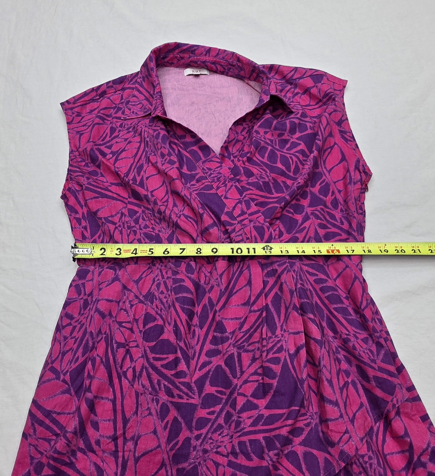KUT From The Kloth Sleeveless Pink Leaf Print Collared Dress Women’s Size XL