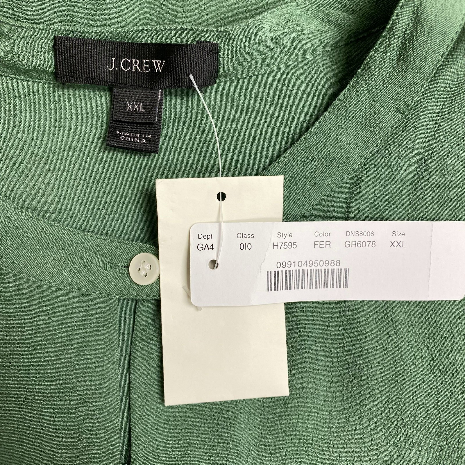 J Crew Womens Green Solid Keyhole Neck Cap Sleeve Pockets Easy Tunic Dress XXL