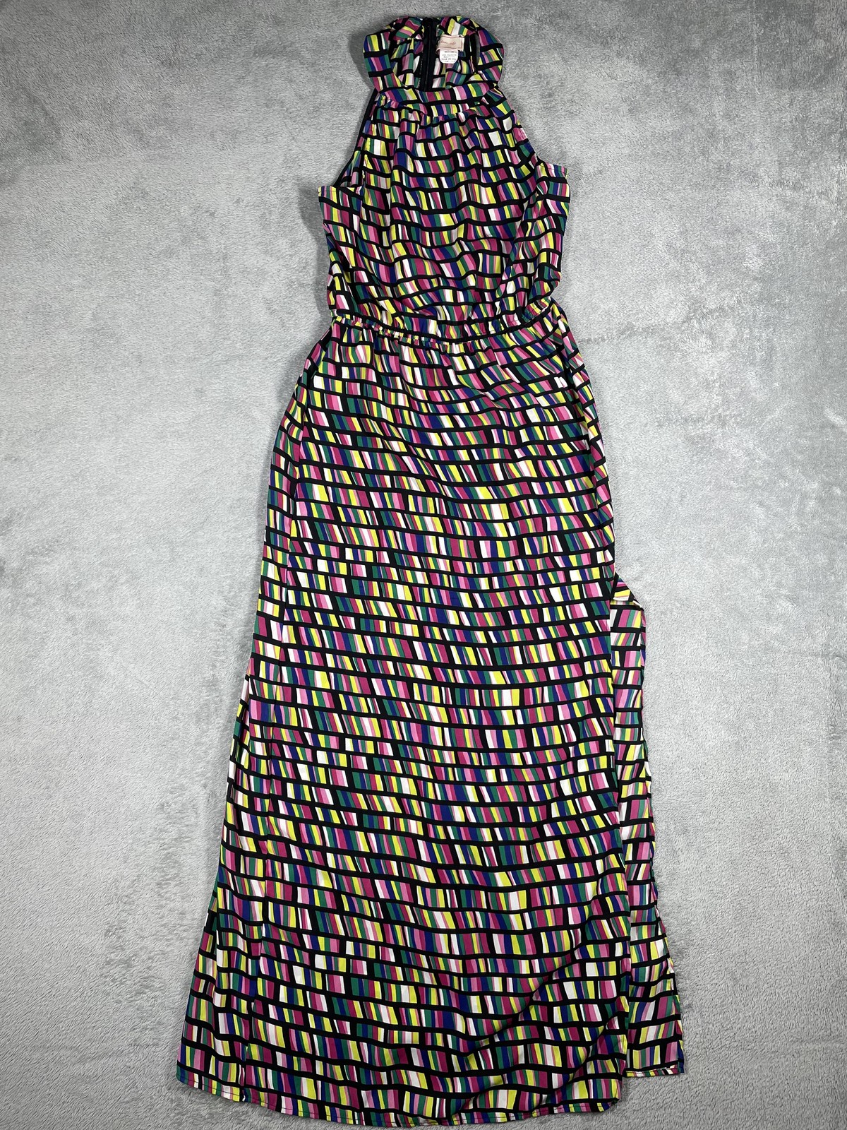 Love..ady Dress Womens M Multicolor Maxi Sundress Halter Geometric High Waist