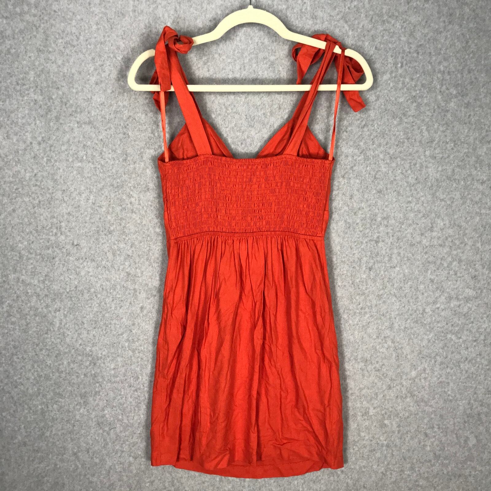 Monteau Dress Womens Small Orange Strap Tie Bow Western Preppy Festival Rodeo