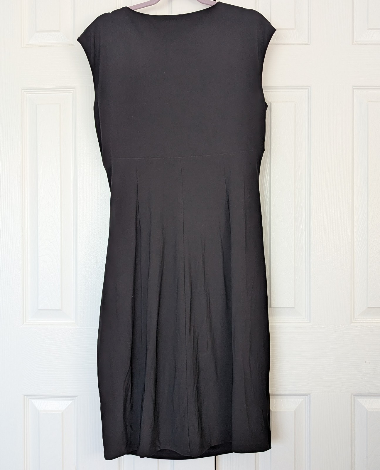 Lauren Ralph Lauren Black Ruched V-Neck Dress Stretch Sleeveless 14