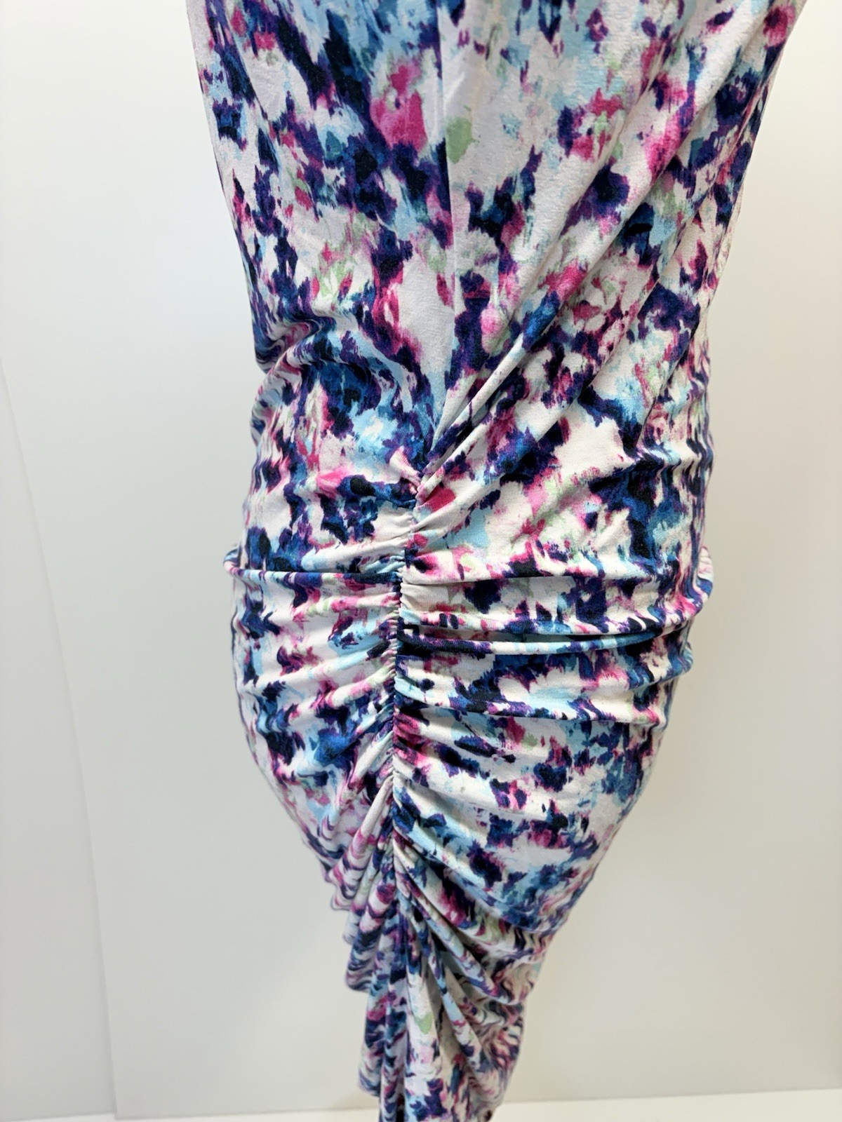 Kut From The Kloth Size Large White Pink and Blue Watercolor Short Sleeve Dress