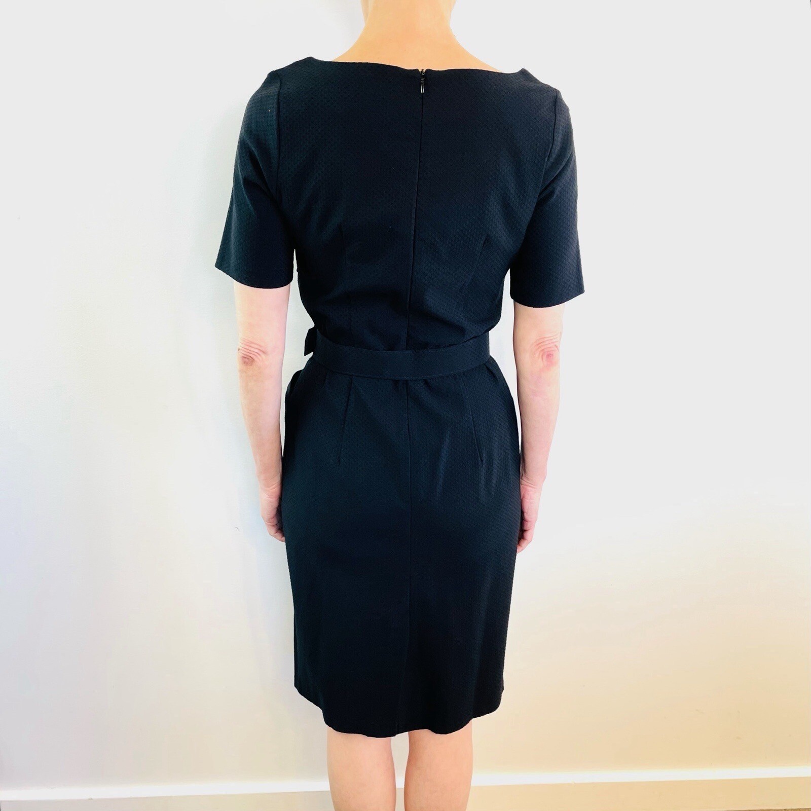 Leona Edmiston Frocks Size 1 (8 10) Black Short Sleeve Pencil Dress NWT