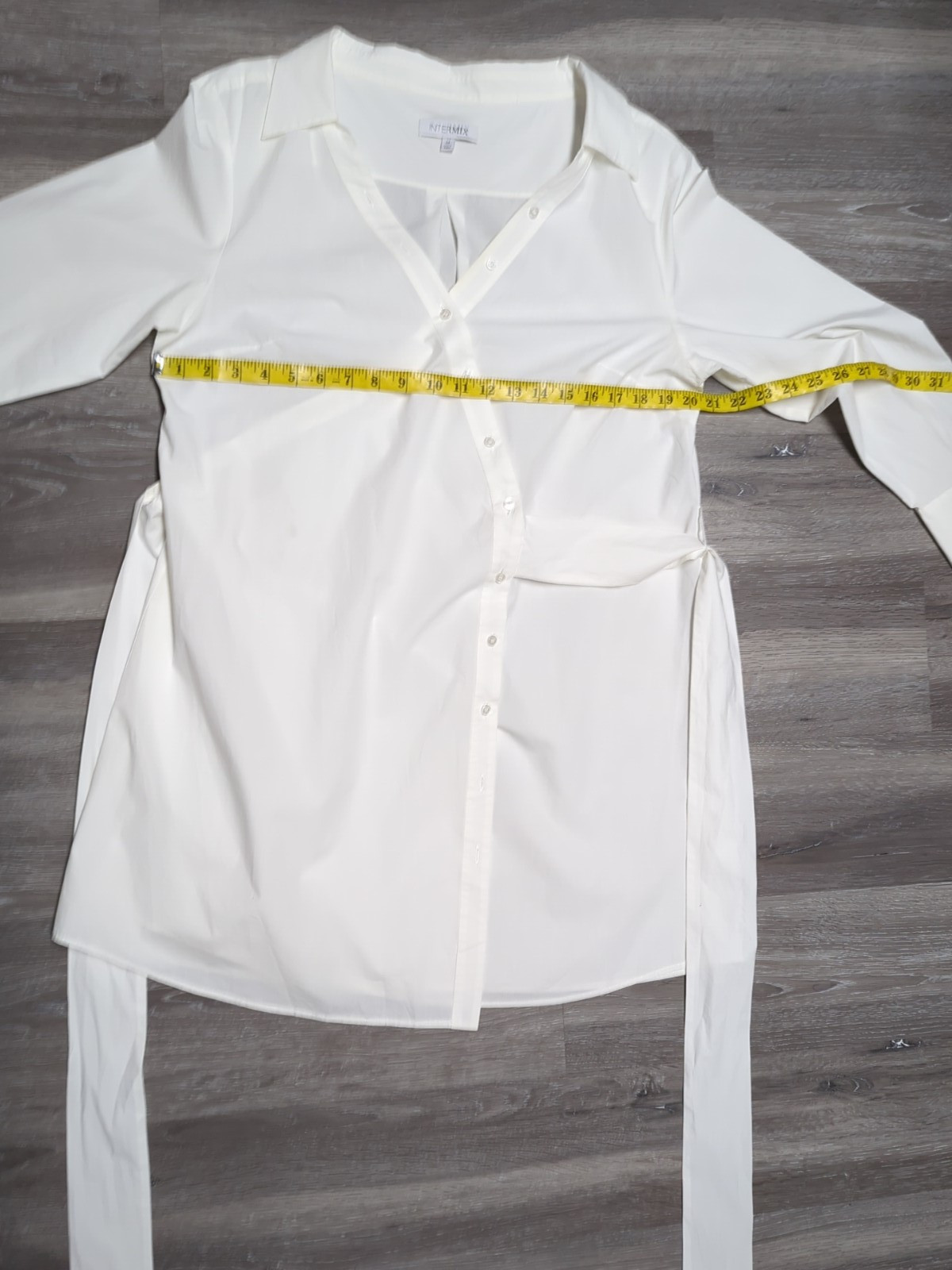 Intermix Wrap Shirt Dress Size L White Cotton Poplin Cuffed Long Sleeves