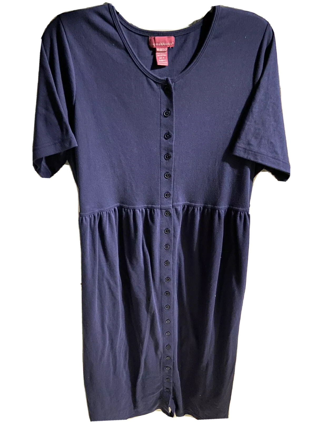 1X Full Length MODEST Dress, 2 Pockets, Over-the-head Pull-on, 51” Long,NavyBlue