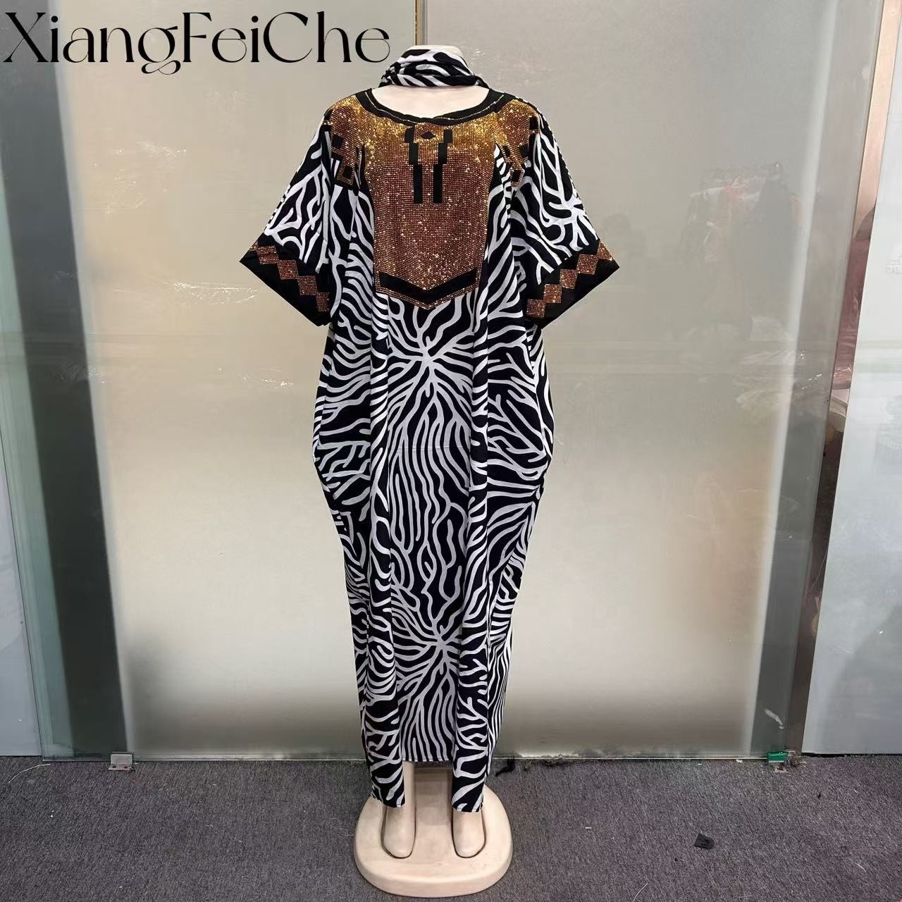 African Kanga Dress | Digital Print Stripe Design | Plus Size Friendly