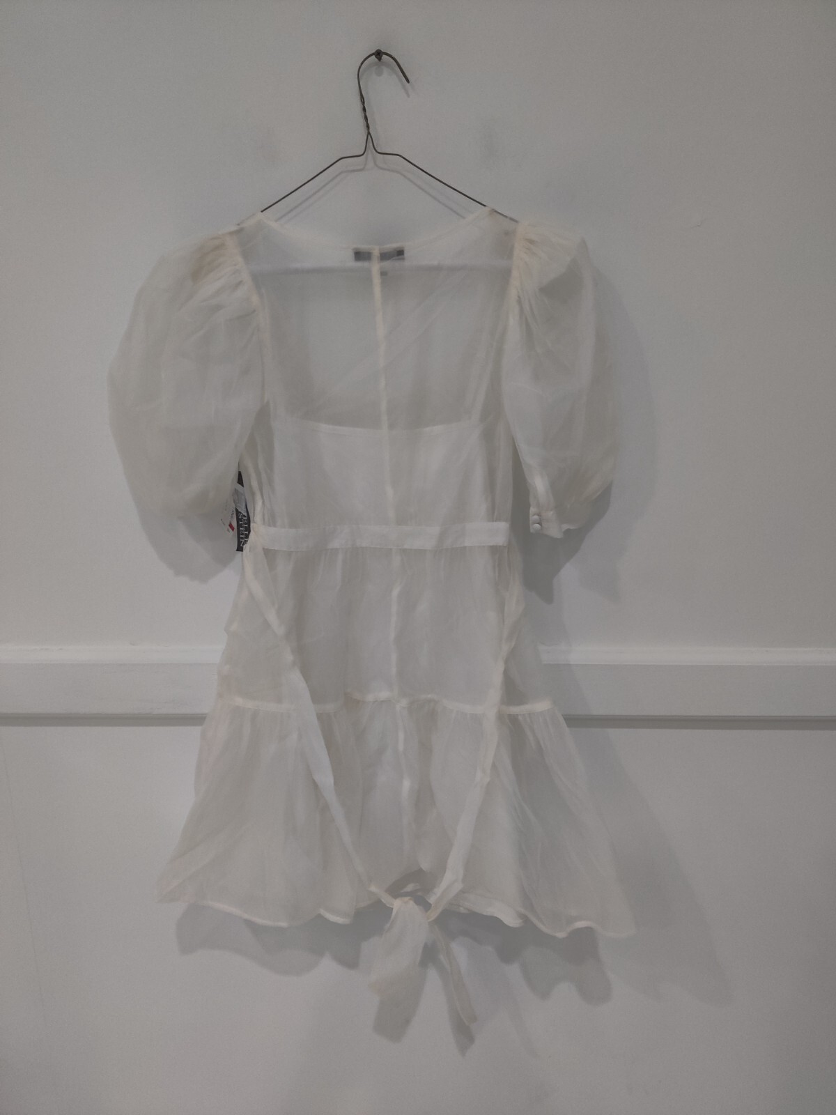 DEFECT Danielle Bernstein Womens Ivory Sheer Belted Dress Size S $99 A399