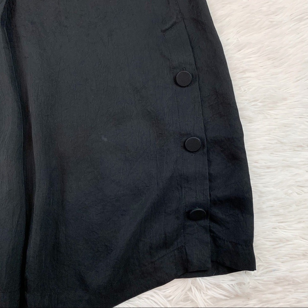 Rag & bone short sleeve crew neck pleated t-shirt dress in black side button