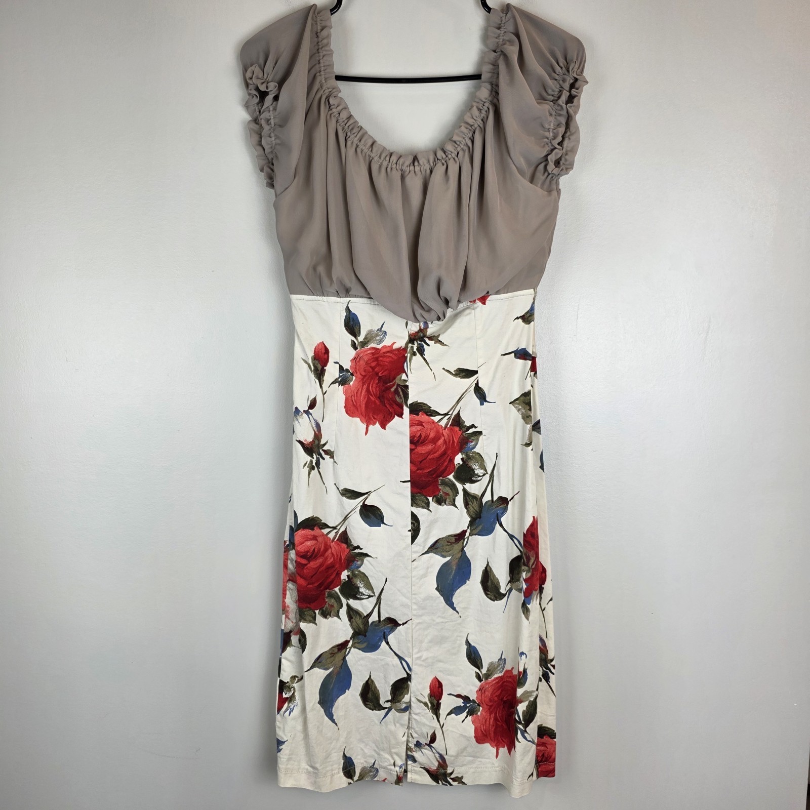 DRESS AUTHENTIC RINA SCIMENTO FLORAL PRINT ROSES RED WOMENS MEDIUM LACE.B04