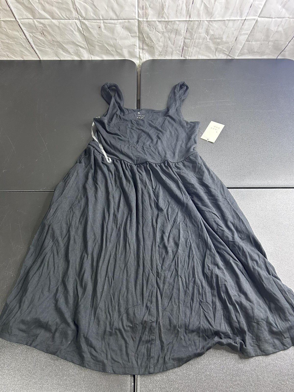 A New Day Dress Womens Small Black Sleeveless A-Line Tank Fit & Flare Knit Soft