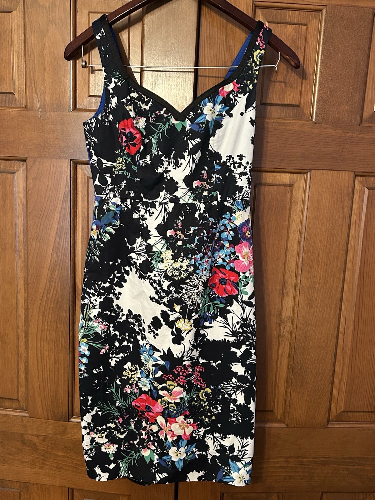 Anthropologie Leifnotes Multicolor Floral V-Neck Sleeveless Sheath Dress Lined 4