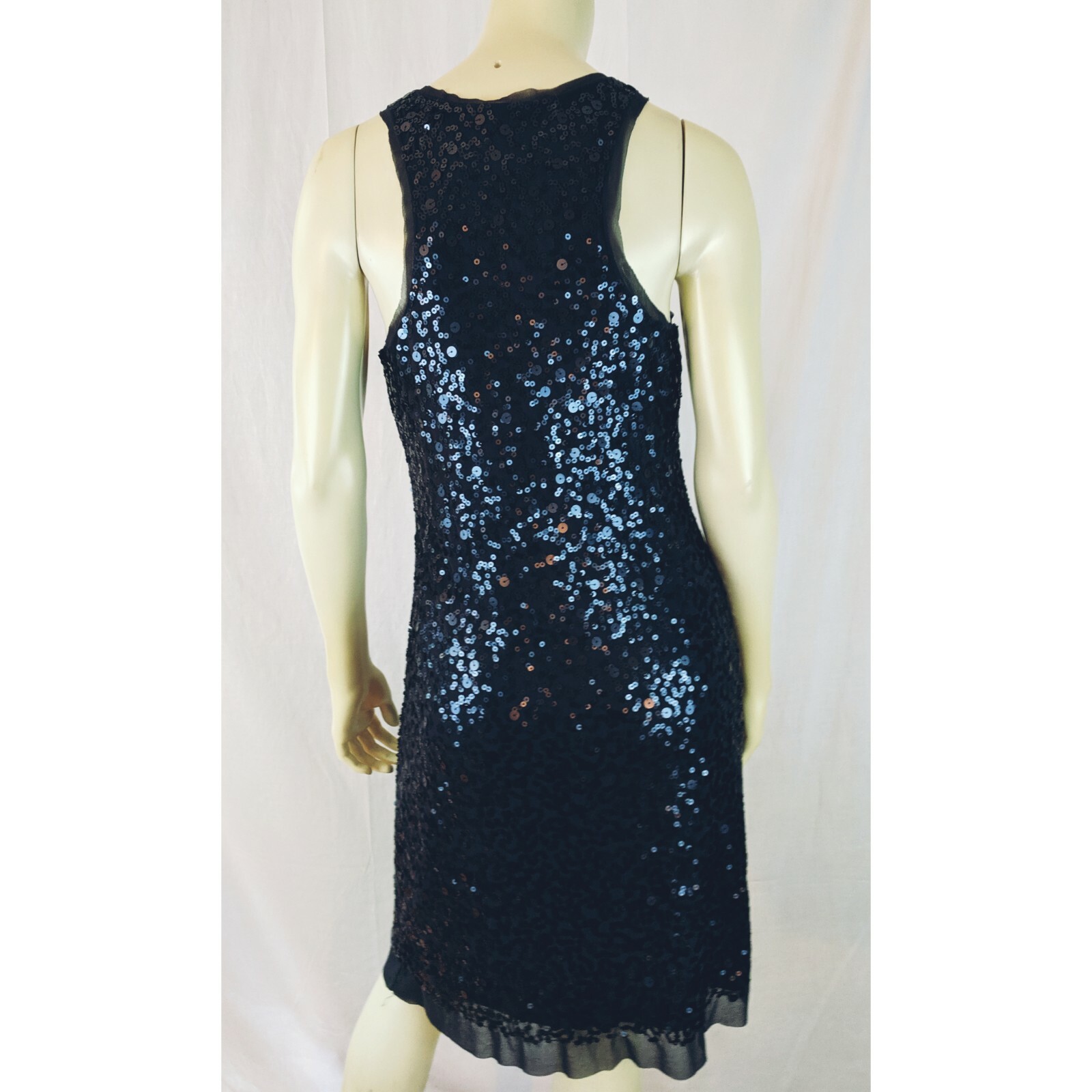 Max Studio Dress M Gray Sequin TAnk Lined Nylon Poly Spandex Stretch Knit