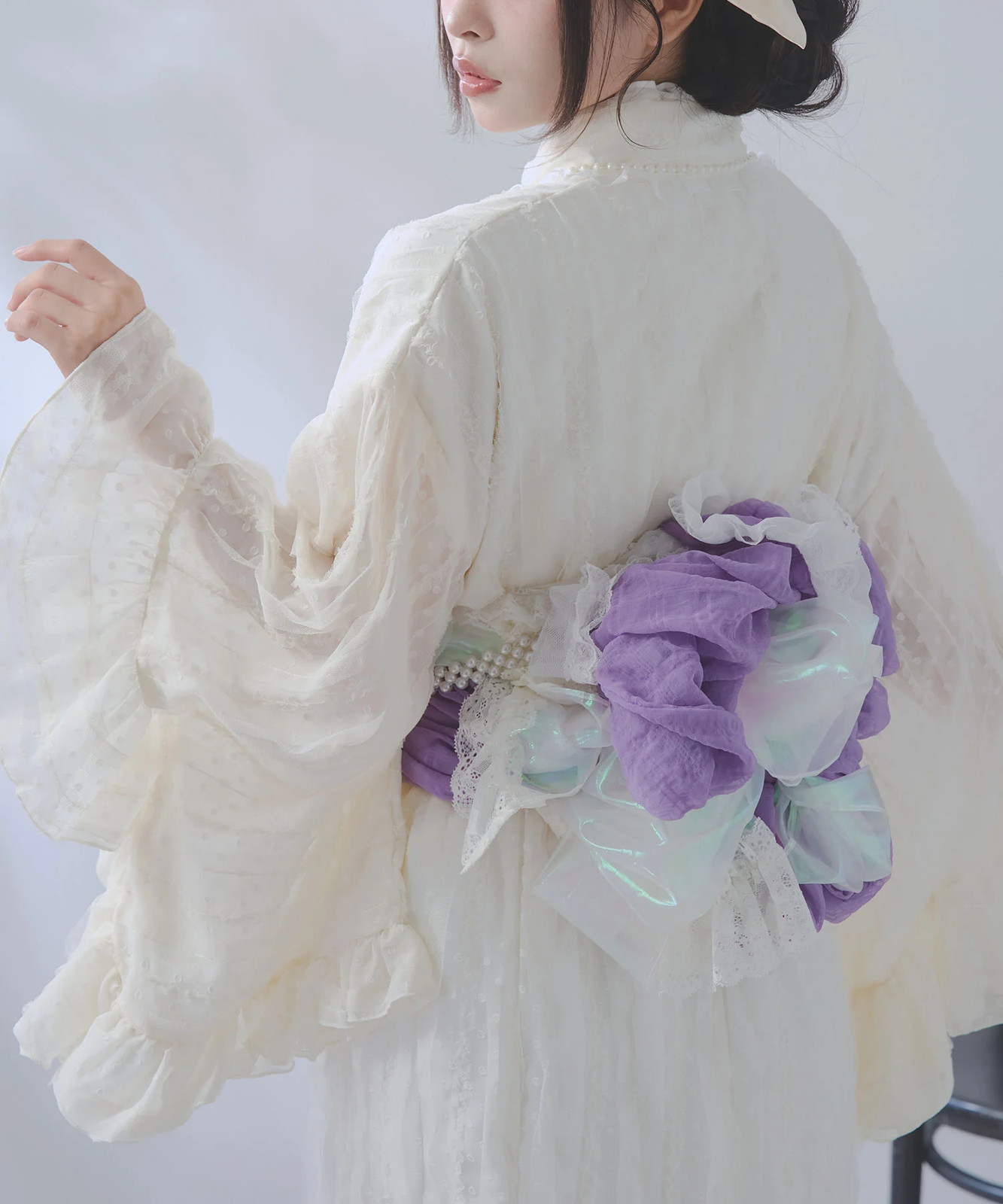 BULK Buy Dot Tulle Lace Ruffle Mermaid Yukata 3pc Set Large Sizes Jirai New